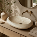 Drop-Pattern Travertine Vessel Sink