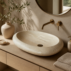 Drop-Pattern Travertine Vessel Sink