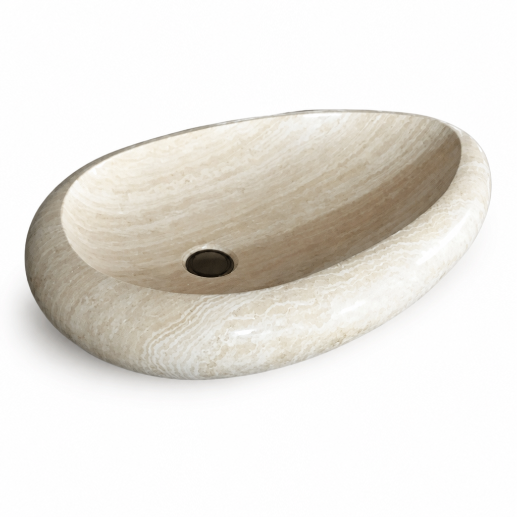 Drop-Pattern Travertine Vessel Sink