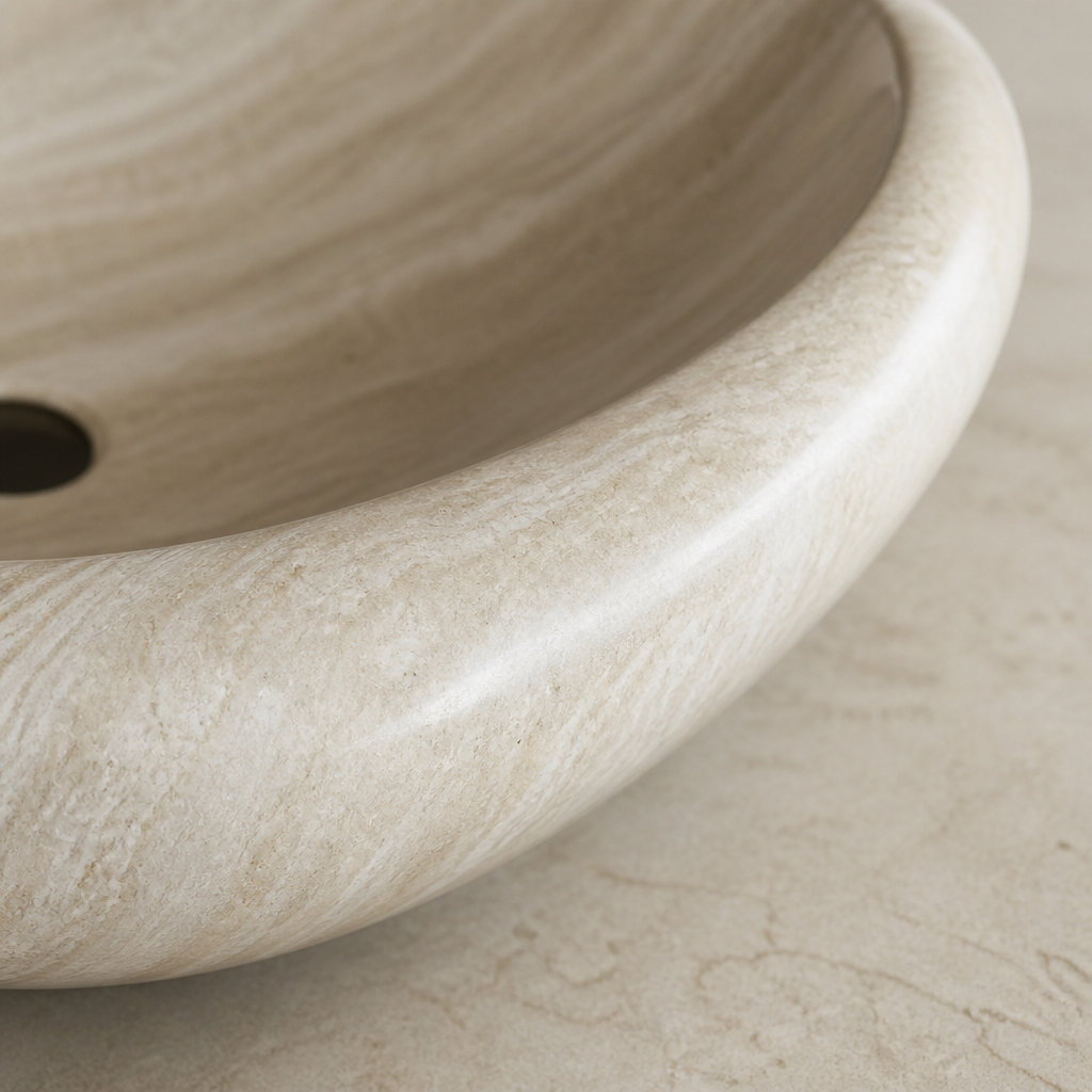 Drop-Pattern Travertine Vessel Sink