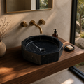 Geometric Black Marble Vessel Sink