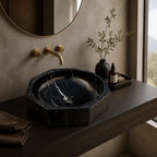 Geometric Black Marble Vessel Sink