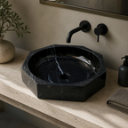 Geometric Black Marble Vessel Sink