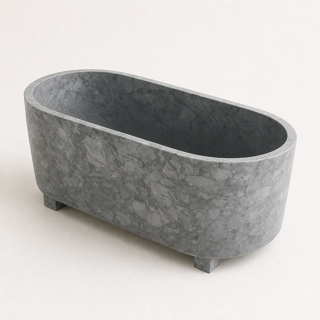 Gray Marble Freestanding Bathtub