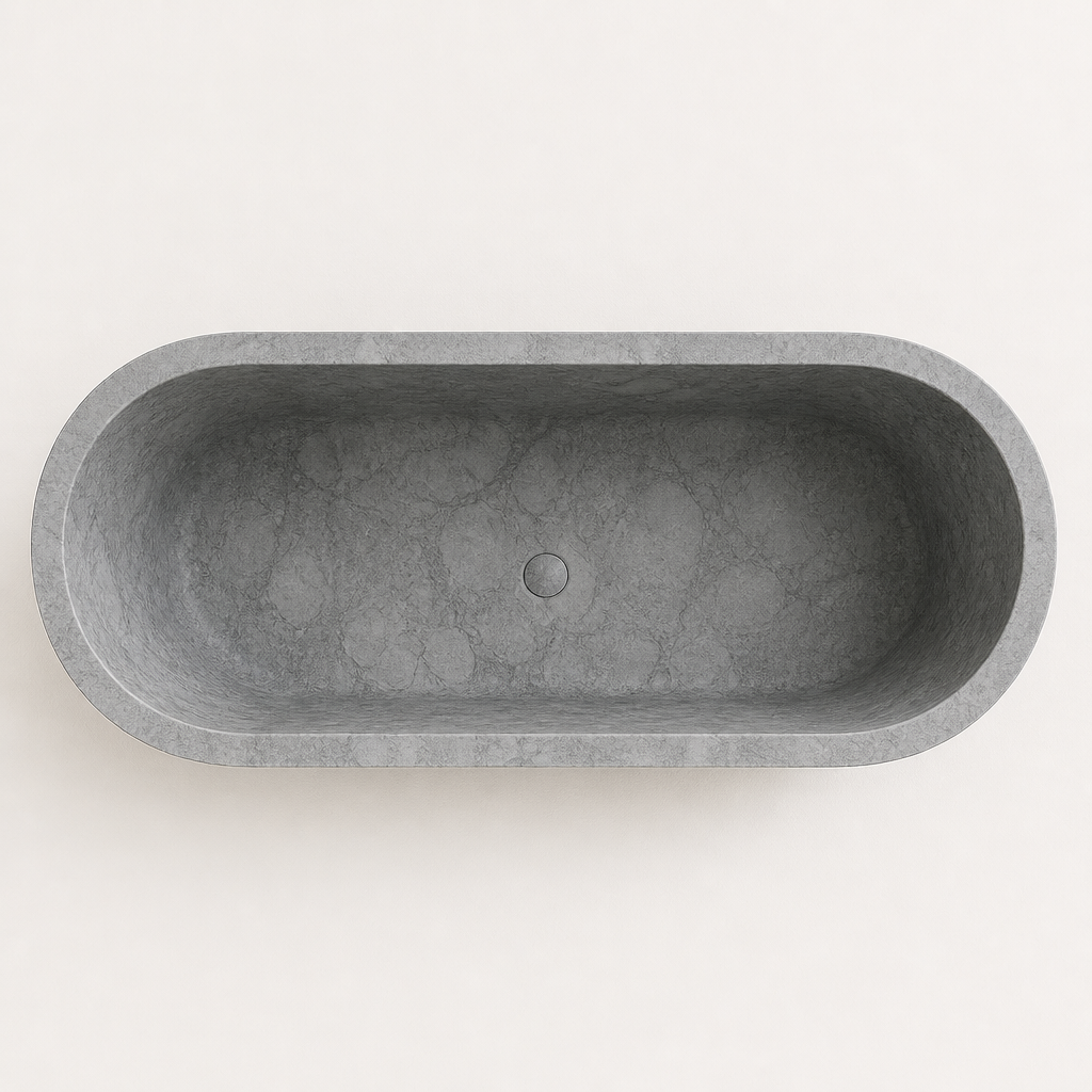 Gray Marble Freestanding Bathtub