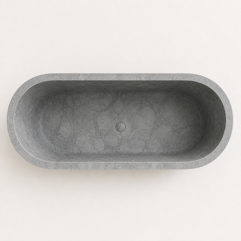 Gray Marble Freestanding Bathtub — detail 5