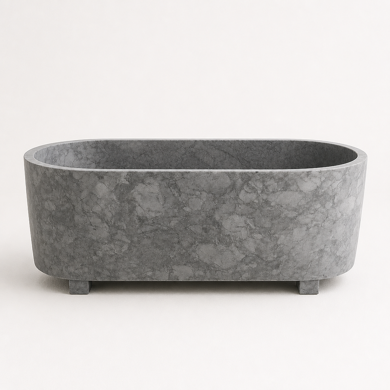Gray Marble Freestanding Bathtub — detail 4