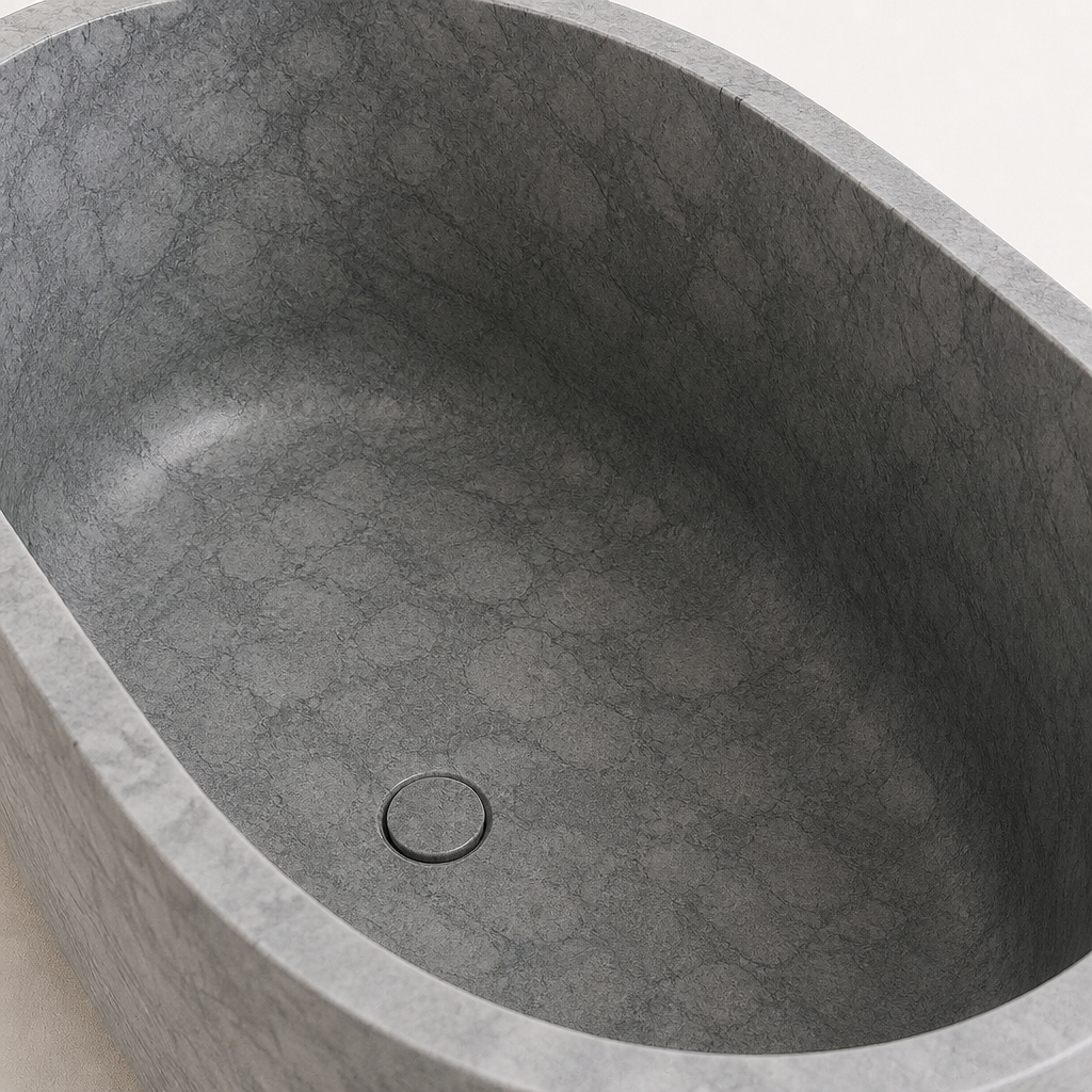 Gray Marble Freestanding Bathtub