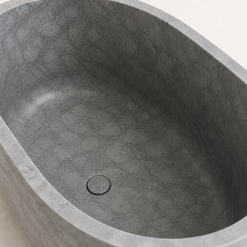 Gray Marble Freestanding Bathtub — detail 3