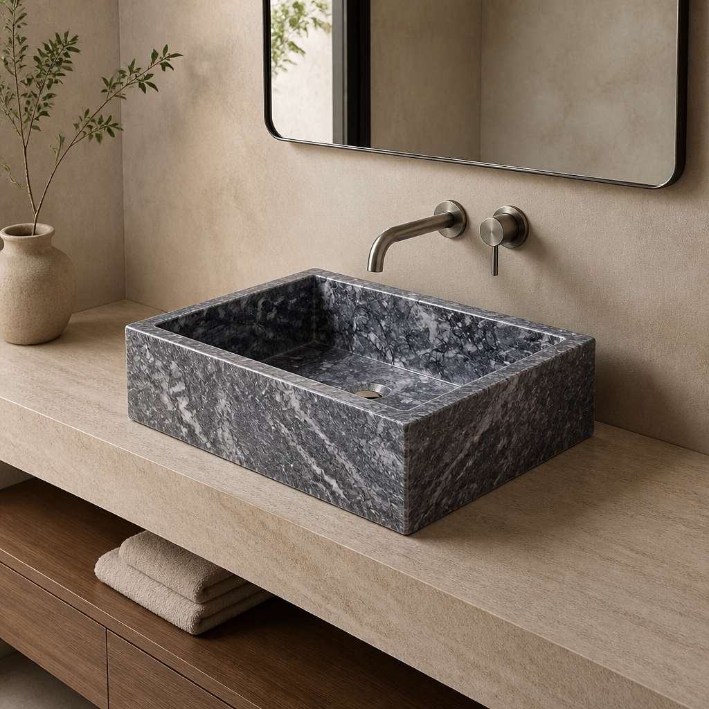 Gray Marble Generous Vessel Sink