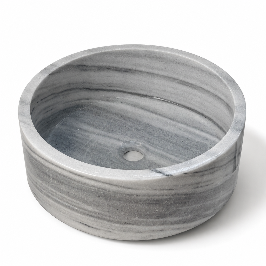 Gray Marble Compact Vessel Sink