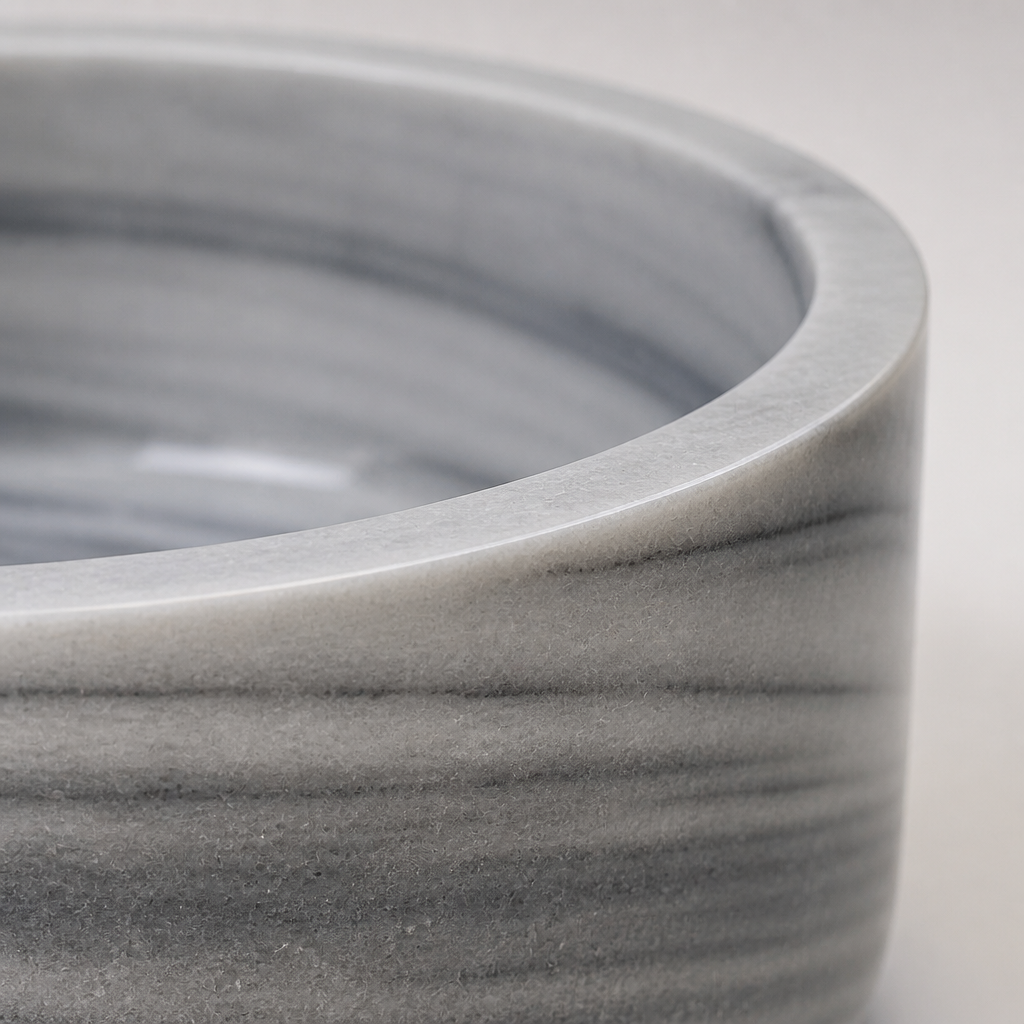Gray Marble Compact Vessel Sink