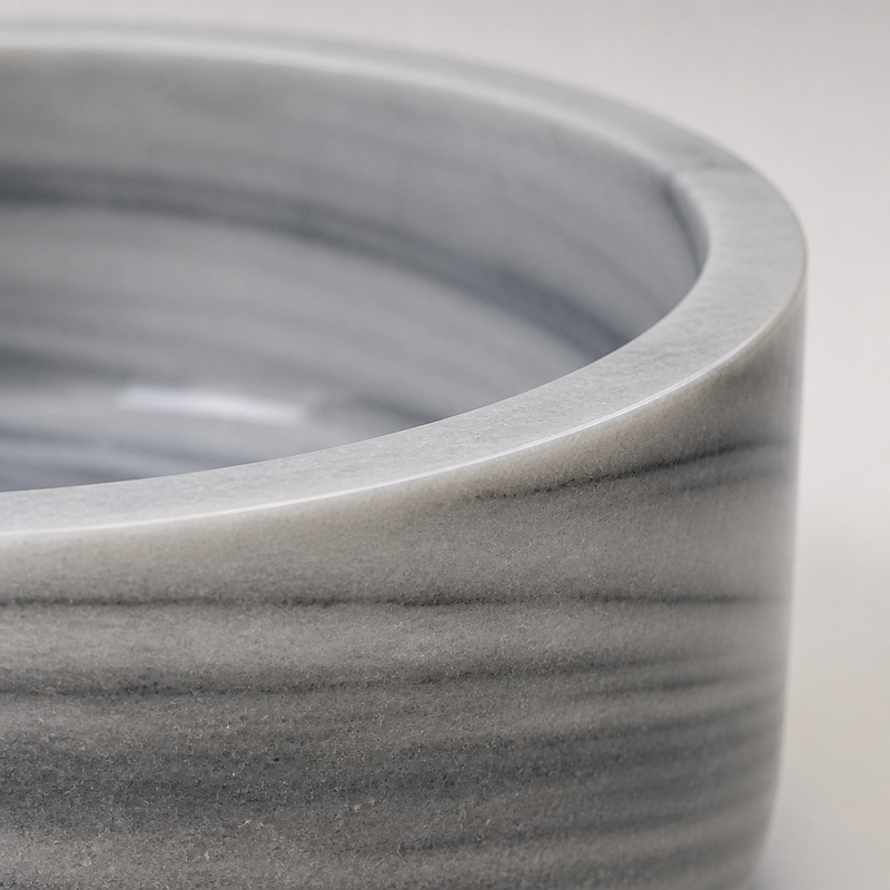 Gray Marble Compact Vessel Sink — detail 1