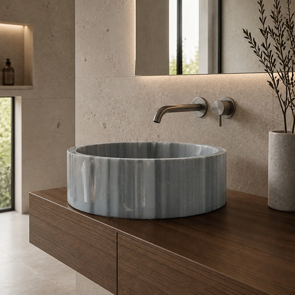 Gray Marble Refined Vessel Sink