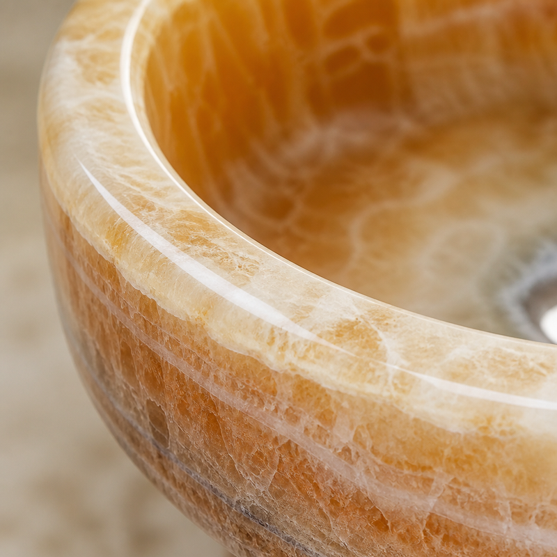 Honey Onyx Vessel Sink — detail 2
