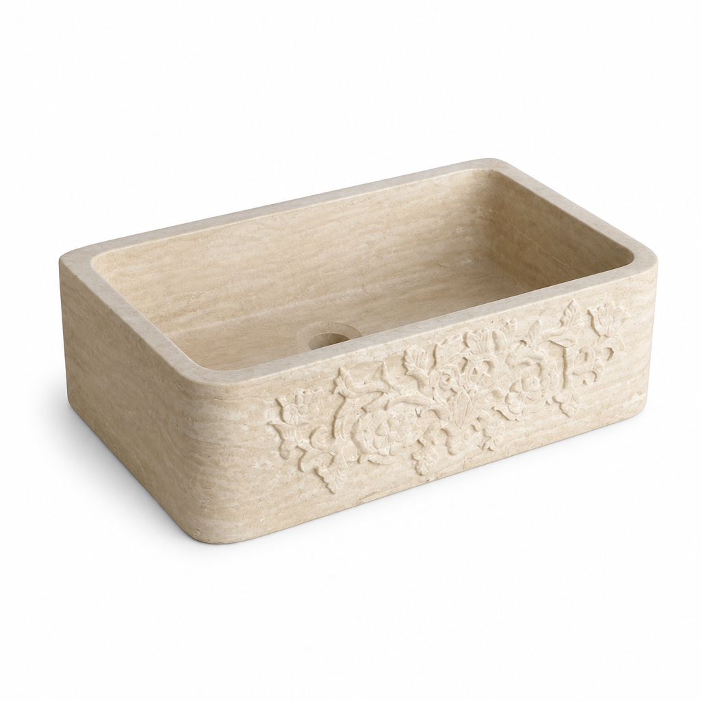 Ivory Marble Large Vessel Sink