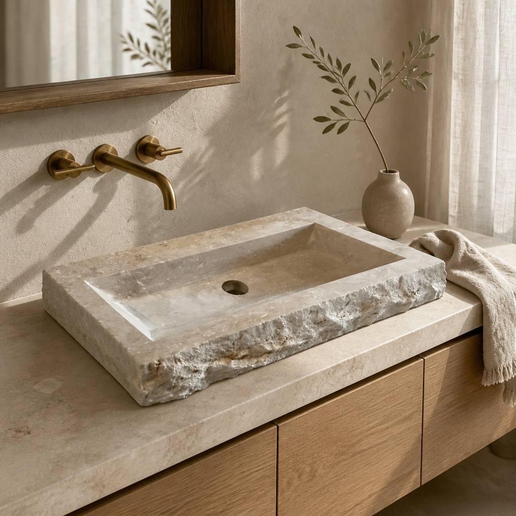 Ivory Travertine Vessel Sink — Troia Variety