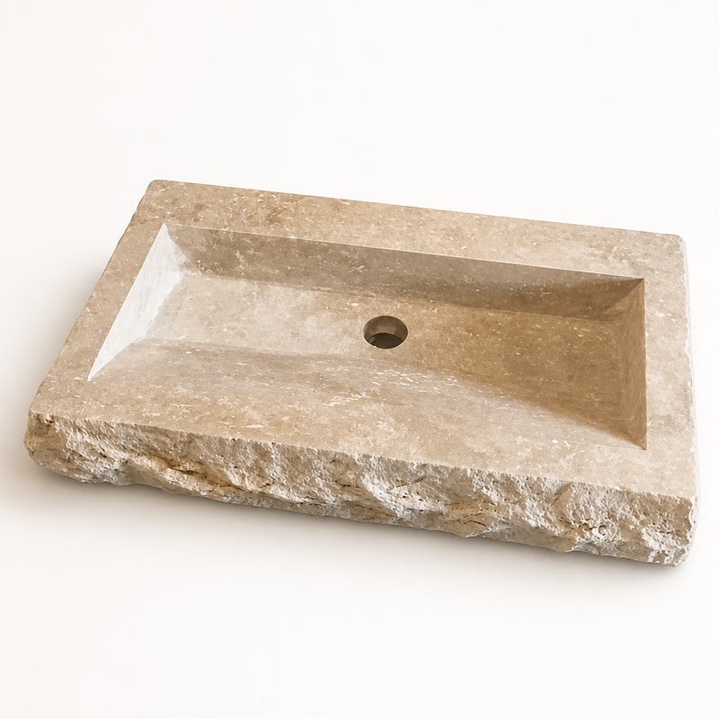 Ivory Travertine Vessel Sink — Troia Variety — detail 6