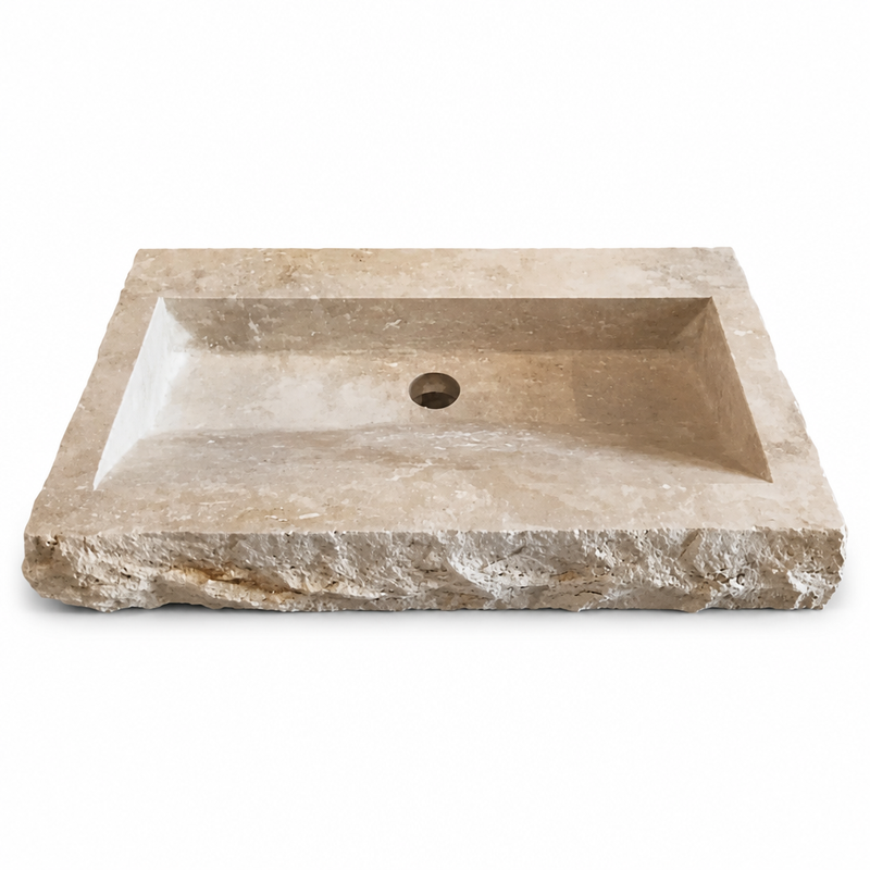 Ivory Travertine Vessel Sink — Troia Variety — detail 4