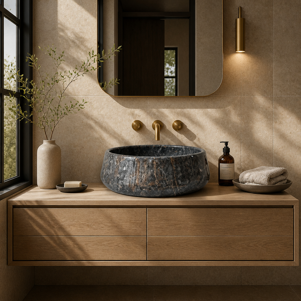 Blue Marble Vessel Sink