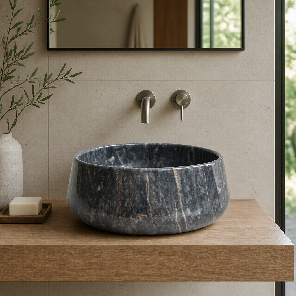 Blue Marble Vessel Sink