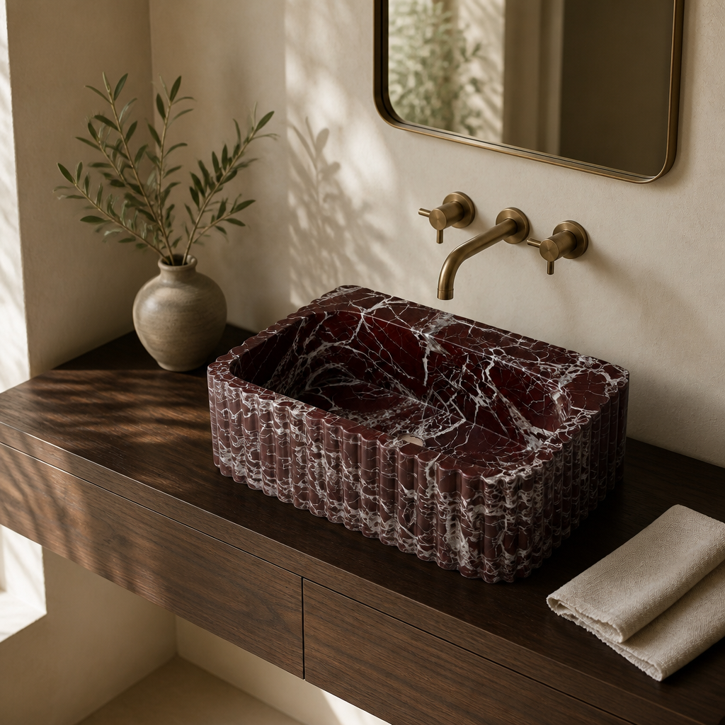 Lavante Rosso Red Marble Vessel Sink