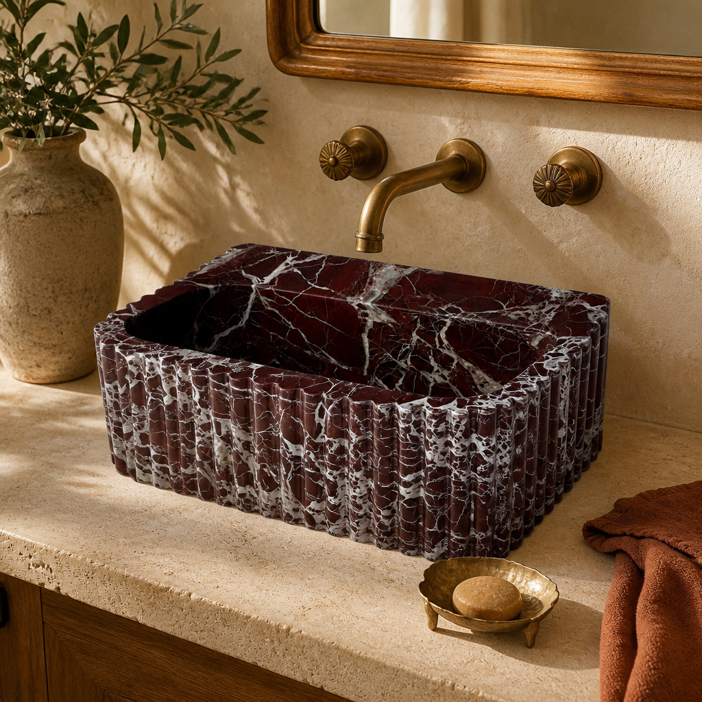 Lavante Rosso Red Marble Vessel Sink