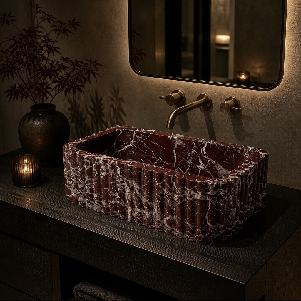 Lavante Rosso Red Marble Vessel Sink