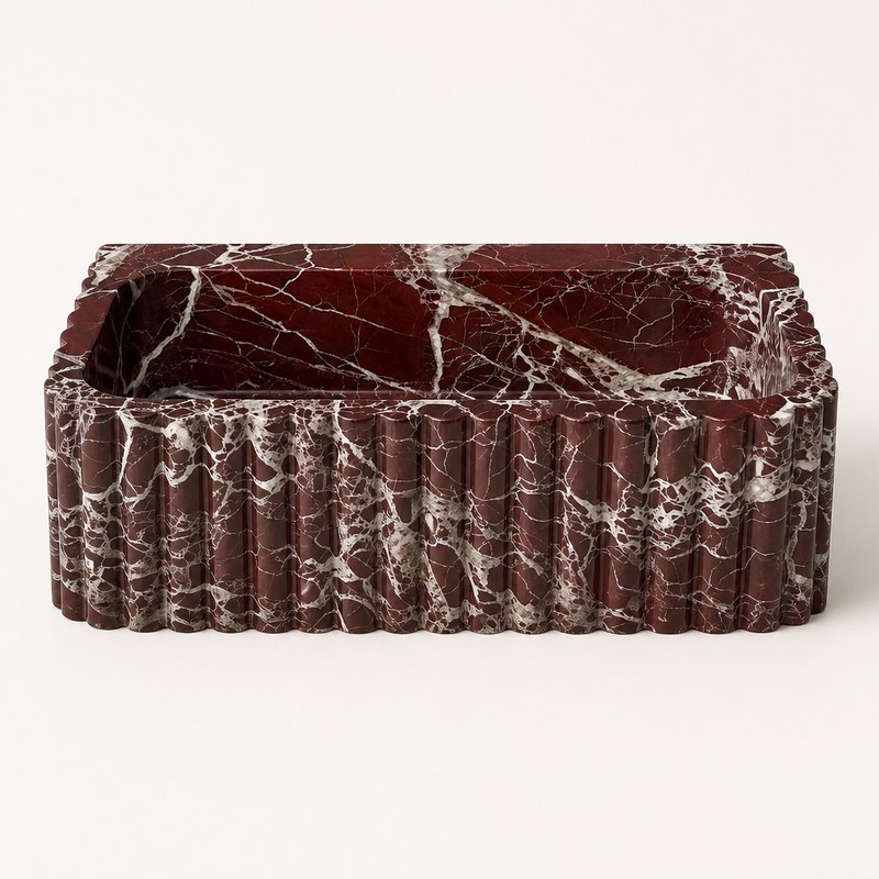 Lavante Rosso Red Marble Vessel Sink — detail 2