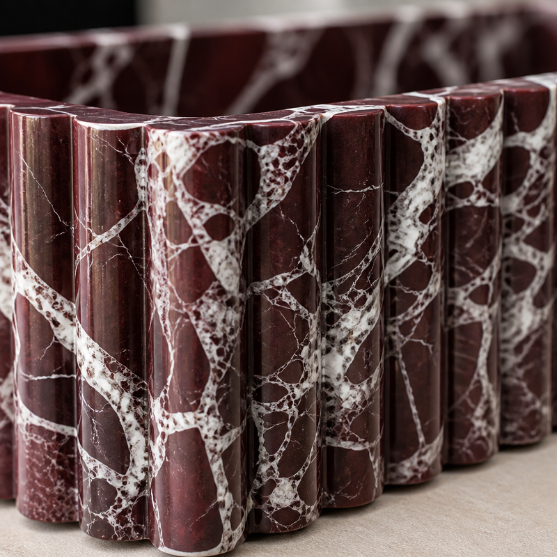 Lavante Rosso Red Marble Vessel Sink — detail 1