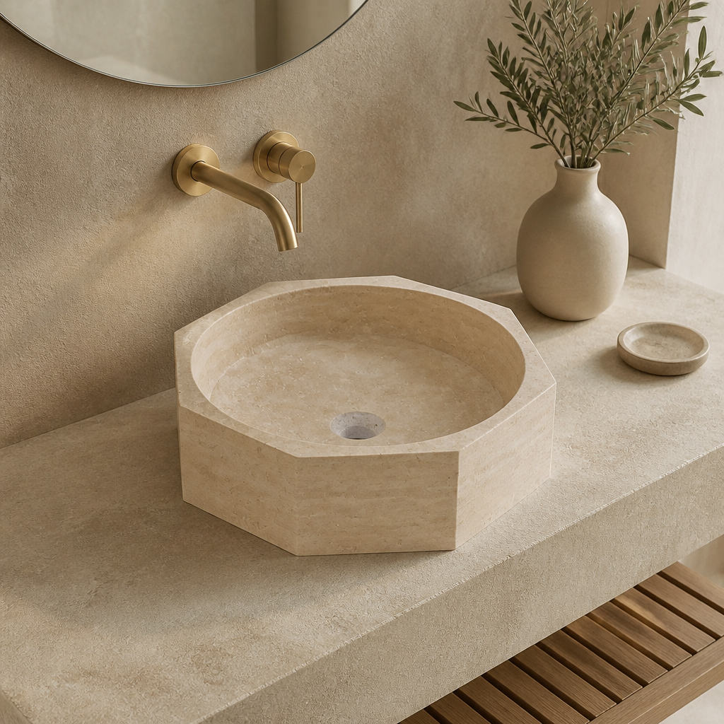 Light Beige Marble Vessel Sink