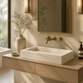 Light Travertine Generous Vessel Sink