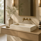 Light Travertine Generous Vessel Sink