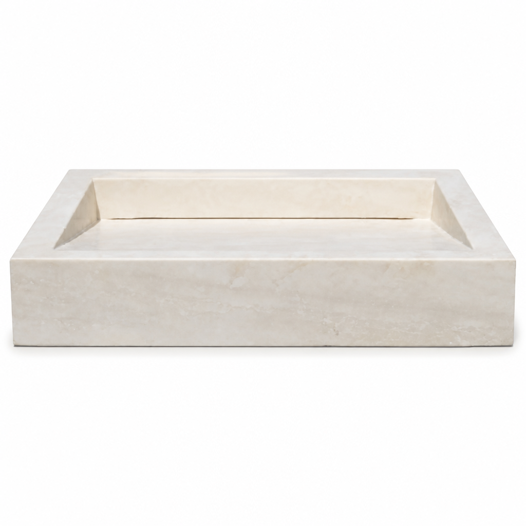 Light Travertine Generous Vessel Sink