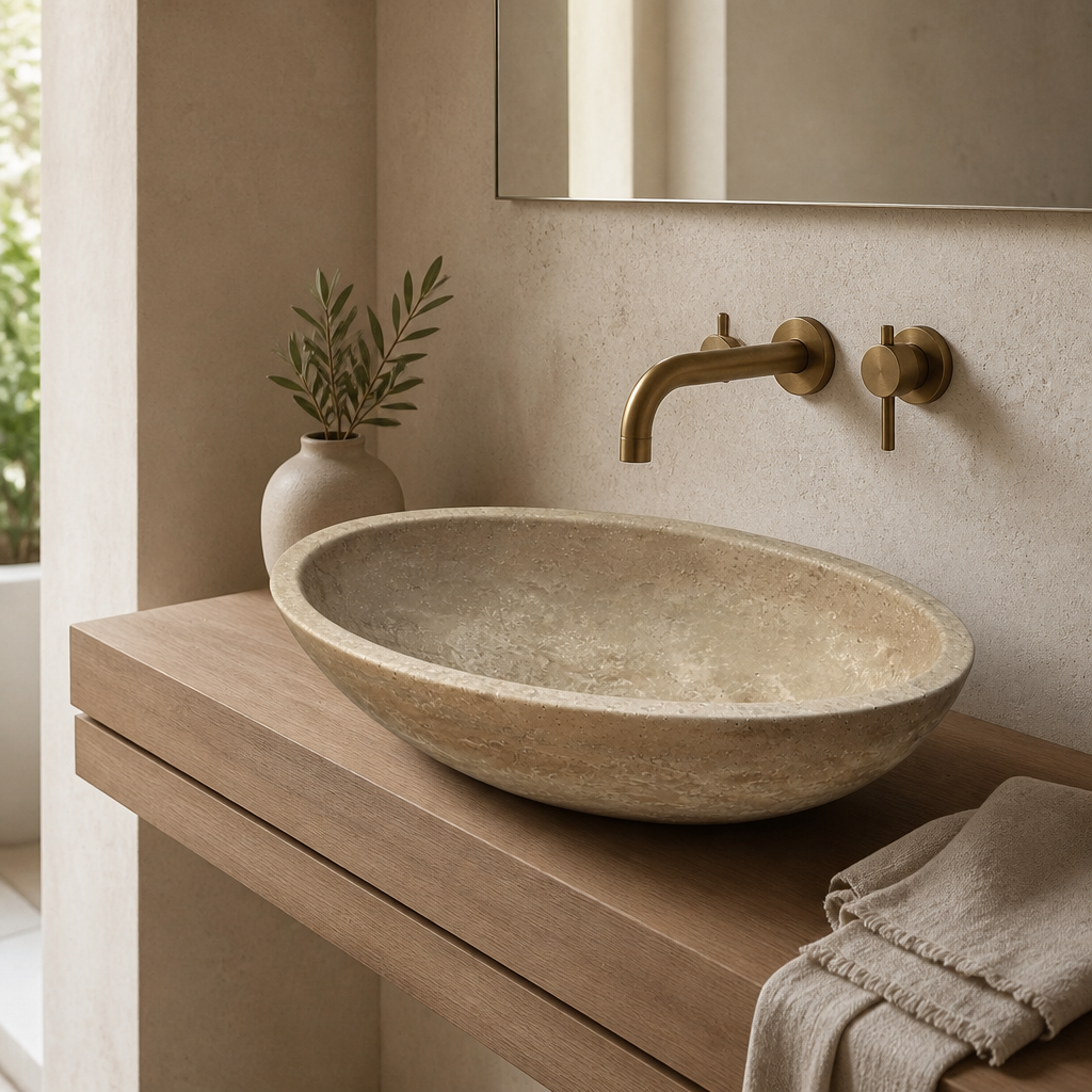 Mocha Travertine Vessel Sink