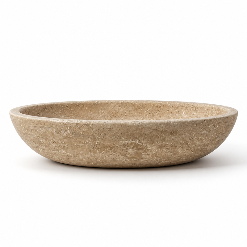 Mocha Travertine Vessel Sink — detail 4