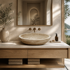 Light Travertine Slim Vessel Sink