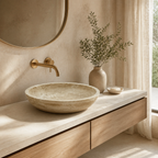 Light Travertine Slim Vessel Sink