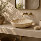 Light Travertine Slim Vessel Sink