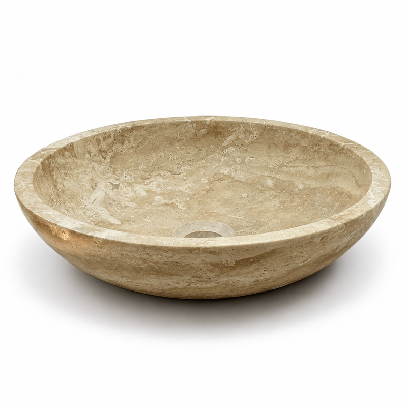 Light Travertine Slim Vessel Sink — detail 6