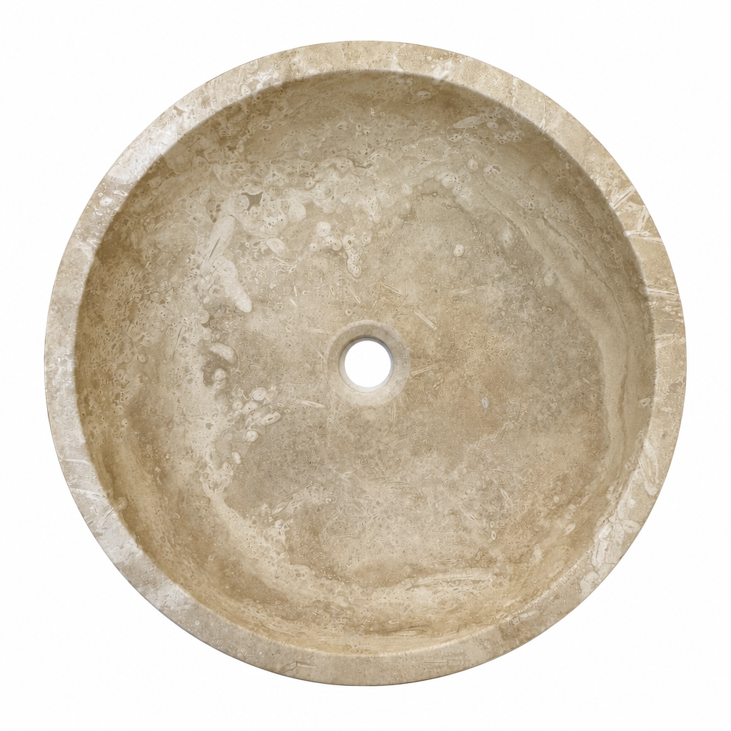 Light Travertine Slim Vessel Sink