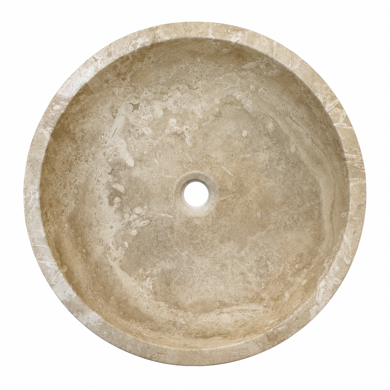 Light Travertine Slim Vessel Sink — detail 5
