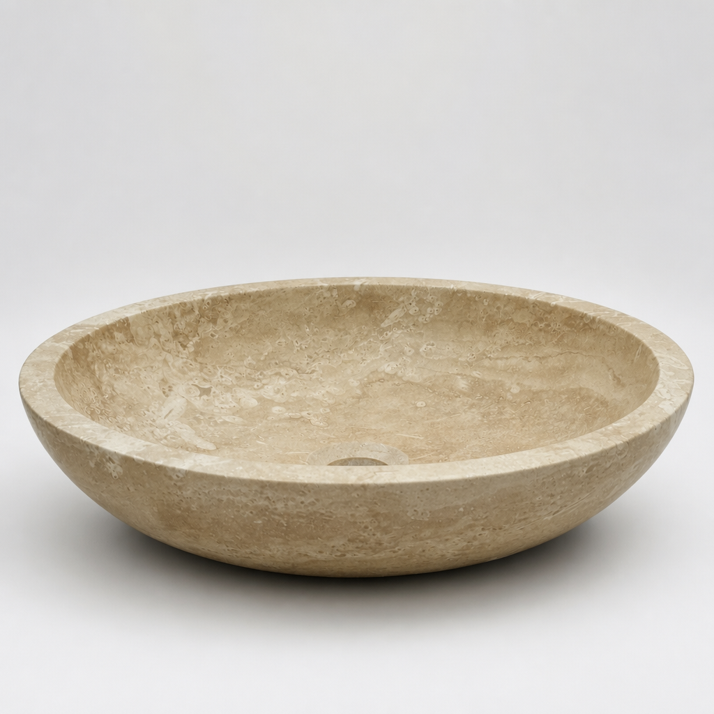 Light Travertine Slim Vessel Sink