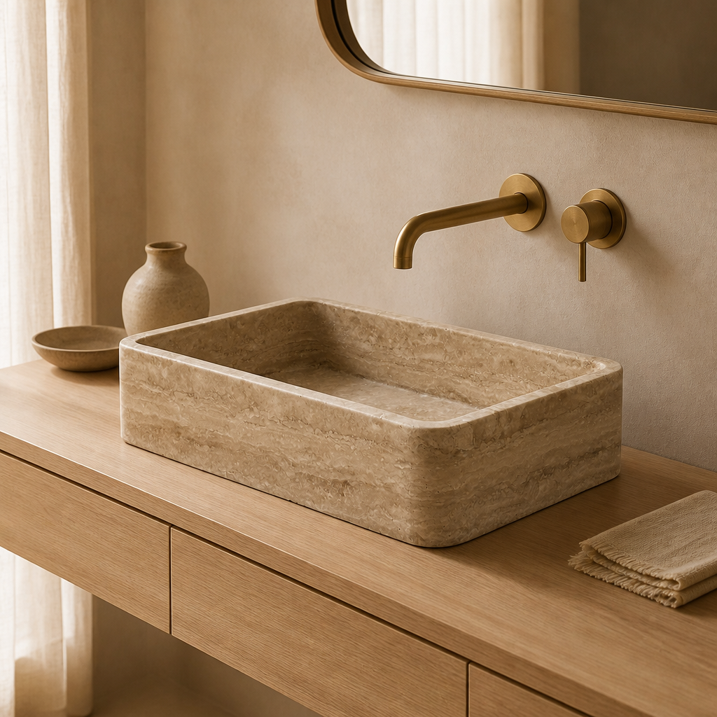 Light Travertine Vessel Sink