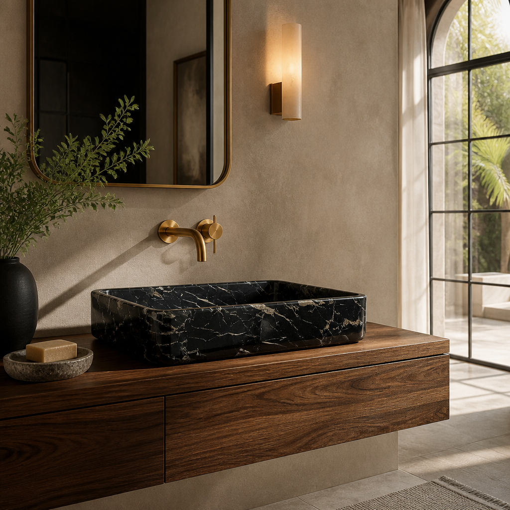 Luxury Black Marble Vessel Sink