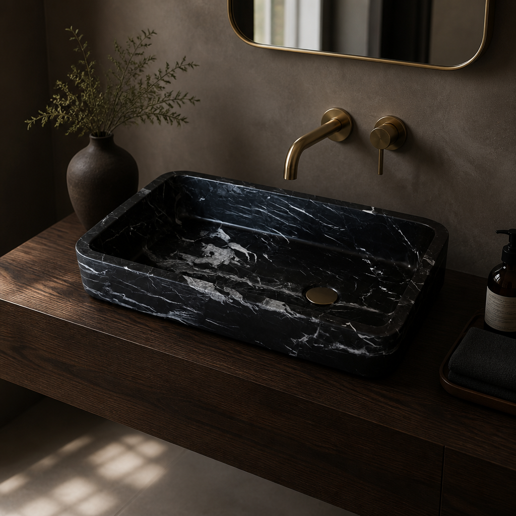 Luxury Black Marble Vessel Sink