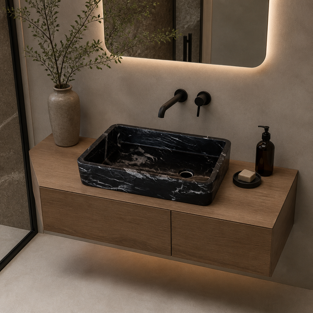Luxury Black Marble Vessel Sink