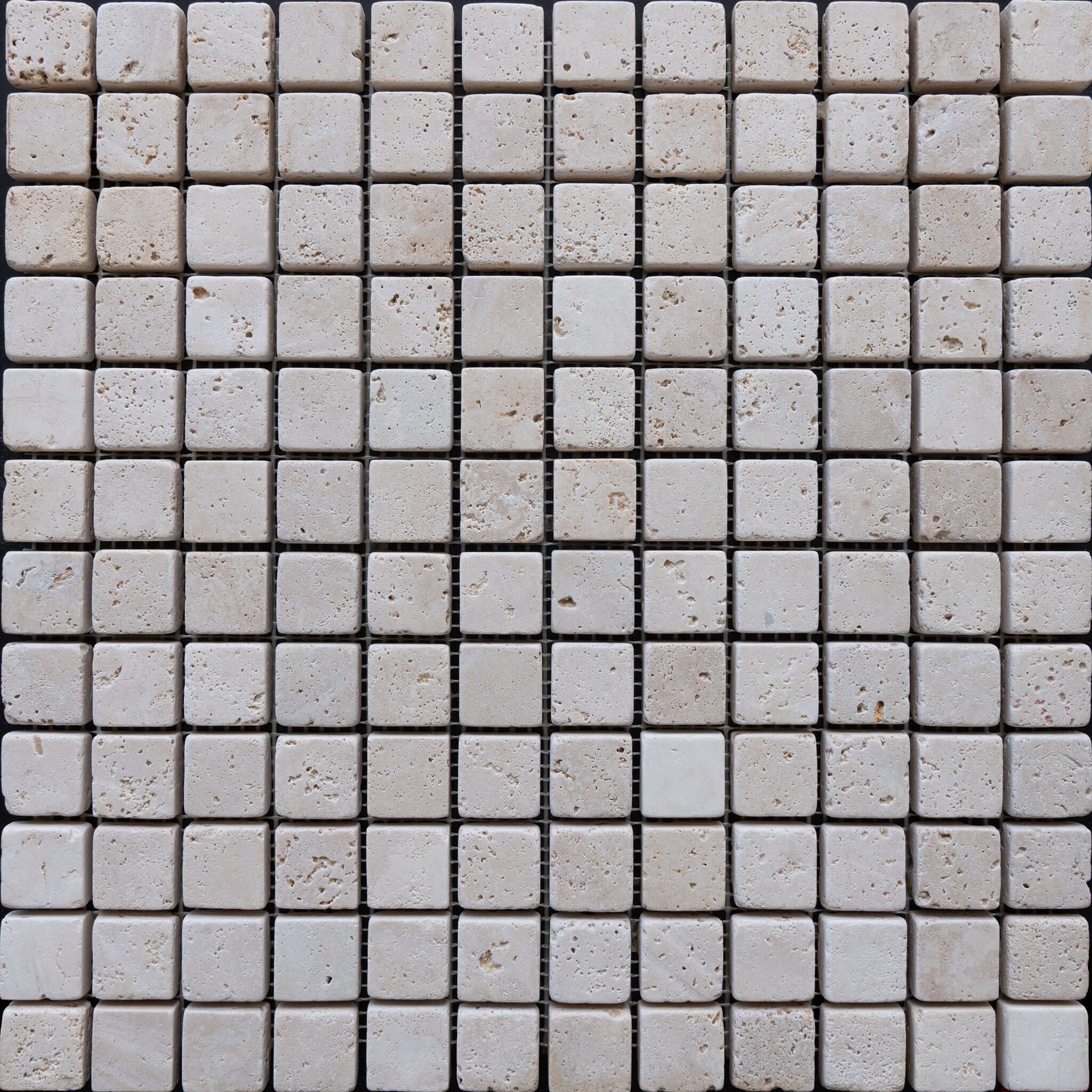 Traverten Antiquing Mosaic in a classic 2.5x2.5 design, showcasing premium, textured natural stone for elegant spaces.