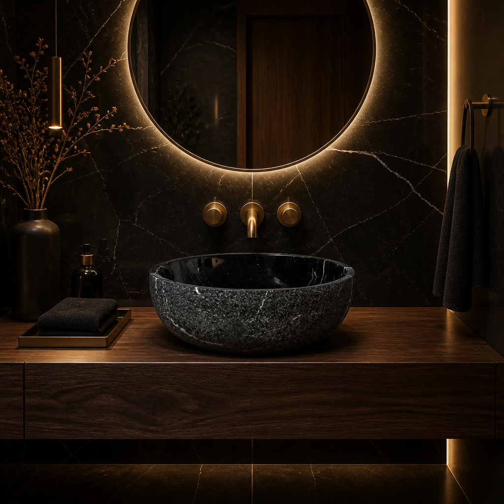 Classic Black Marble Vessel Sink