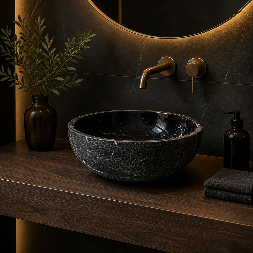 Classic Black Marble Vessel Sink